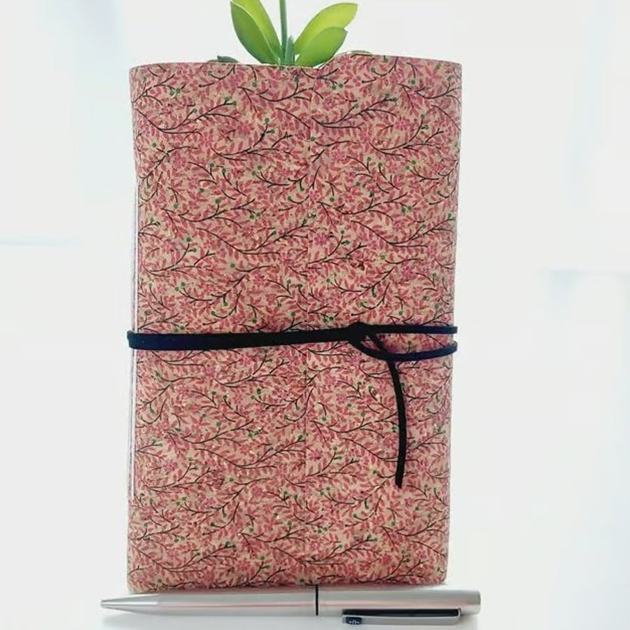 Pink Flower Cork Notebook Journal