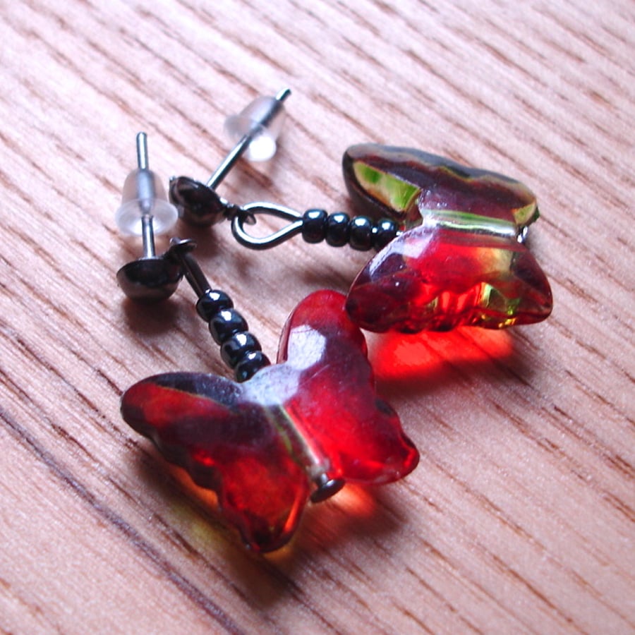 Cute Butterfly Bead Stud Earrings Gift for Nature Lover