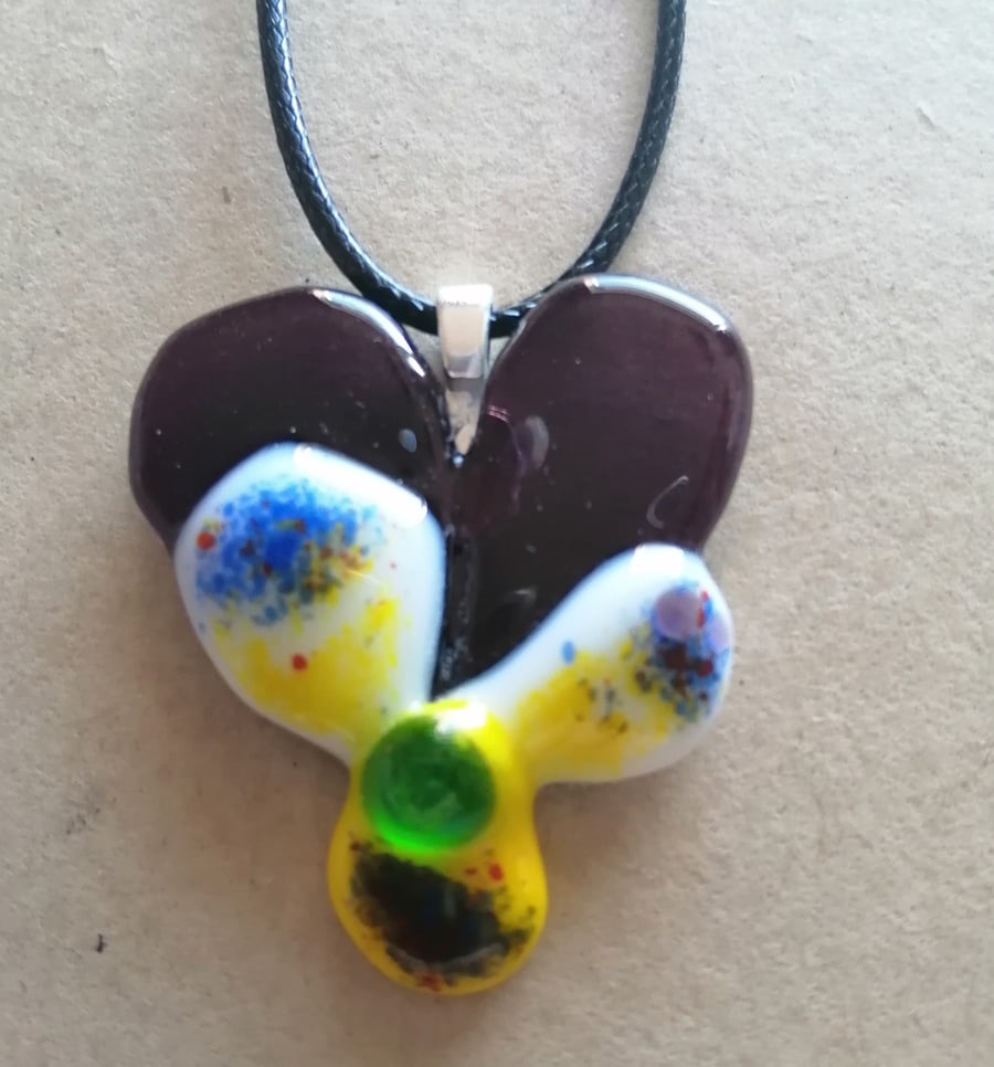 Fused Glass Pansy Necklace