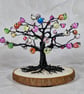 Small Wire Tree with Colourful Beads on a Wooden Base - Image 1