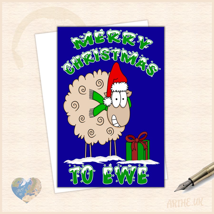 Merry Christmas to Ewe, Sheep card