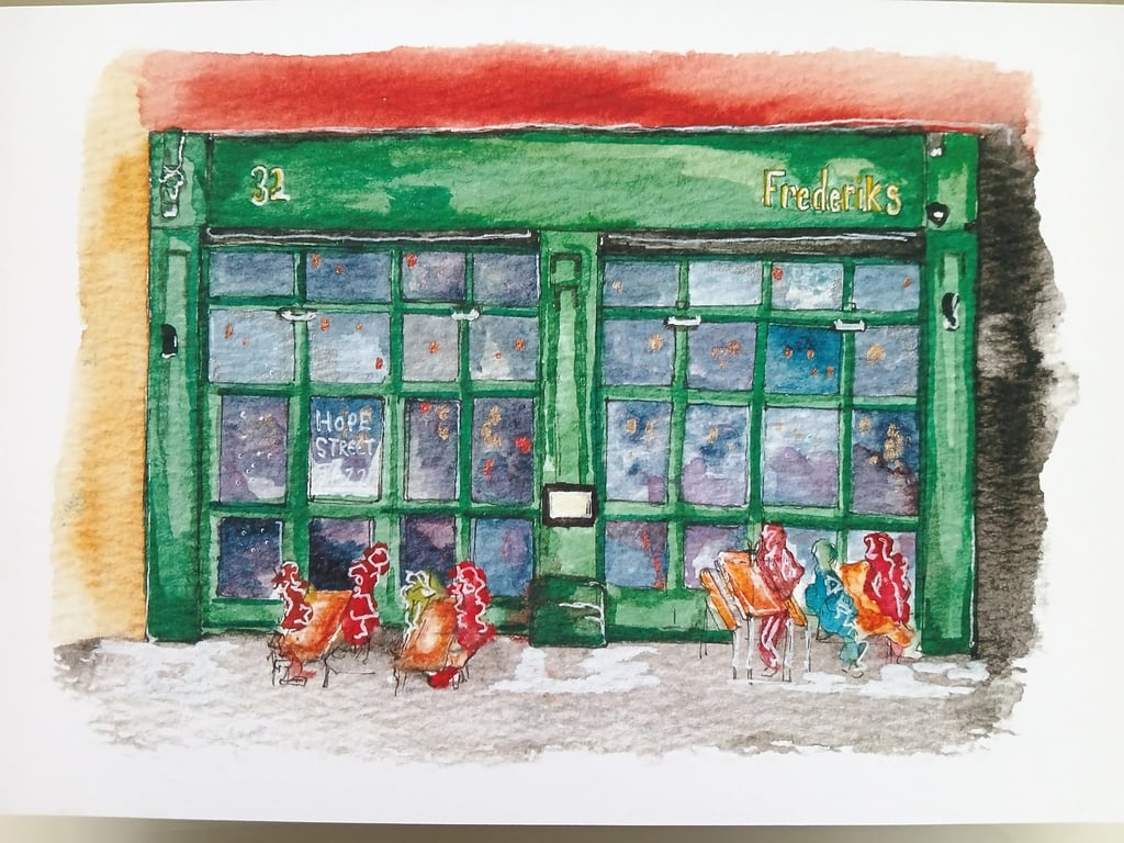 Frederiks Hope St bar Liverpool watercolour print