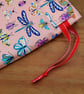 Bug and Butterfly Reusable Gift Bag - Colourful Drawstring Fabric Bag - Image 6