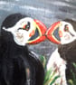 Puffins handpainted wooden coaster - Image 3