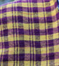 Hand woven unisex check cowl in yellow and purple with an embroidered dragonfly - Image 10