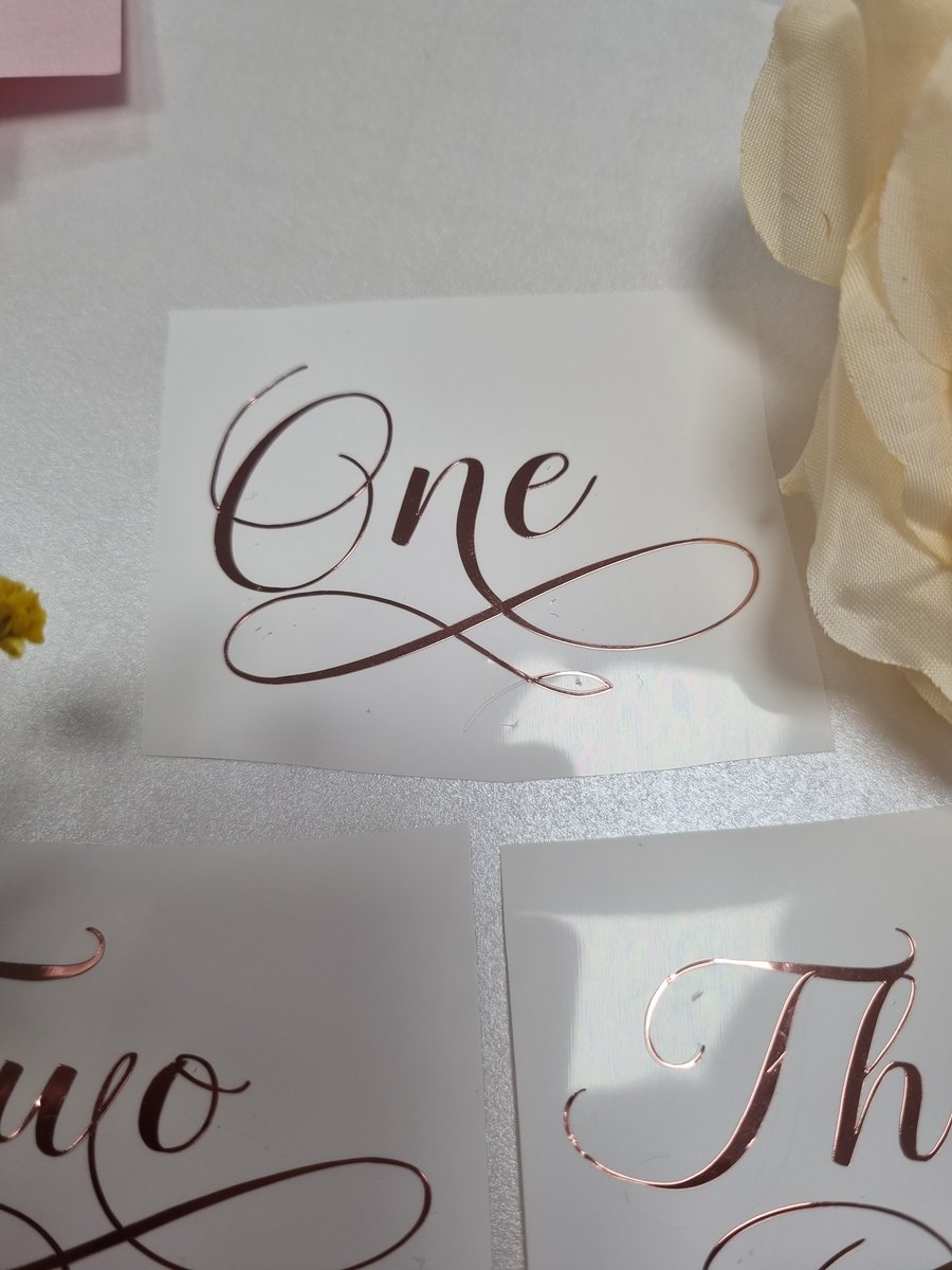 DIY wedding table numbers.  Foil table numbers 