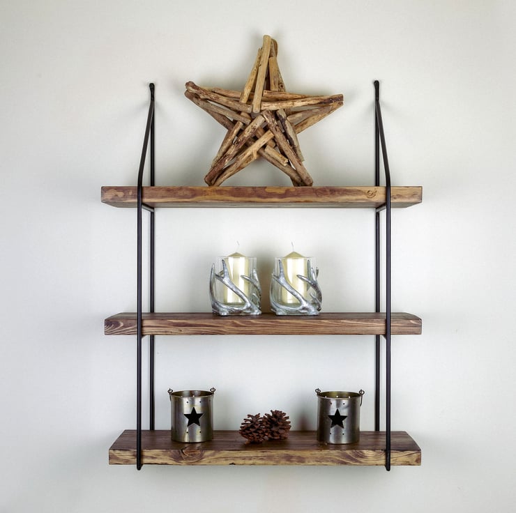 Rustic Shelves Three Tiers set with Brackets Wa... - Folksy