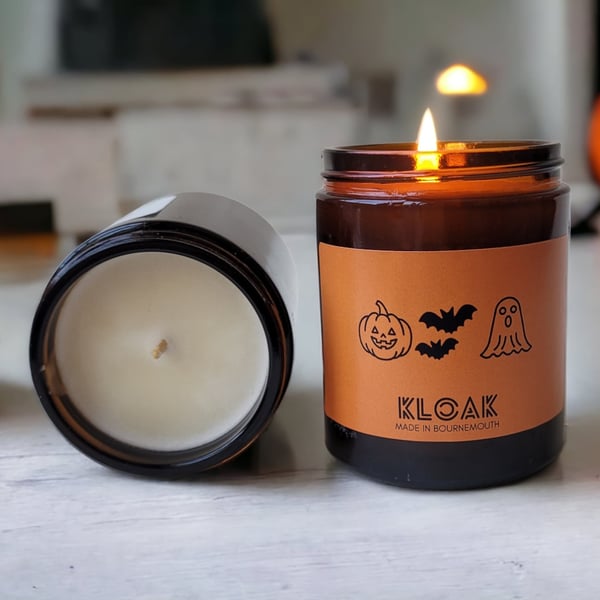 Pumpkin, Bat & Ghost Halloween Candle