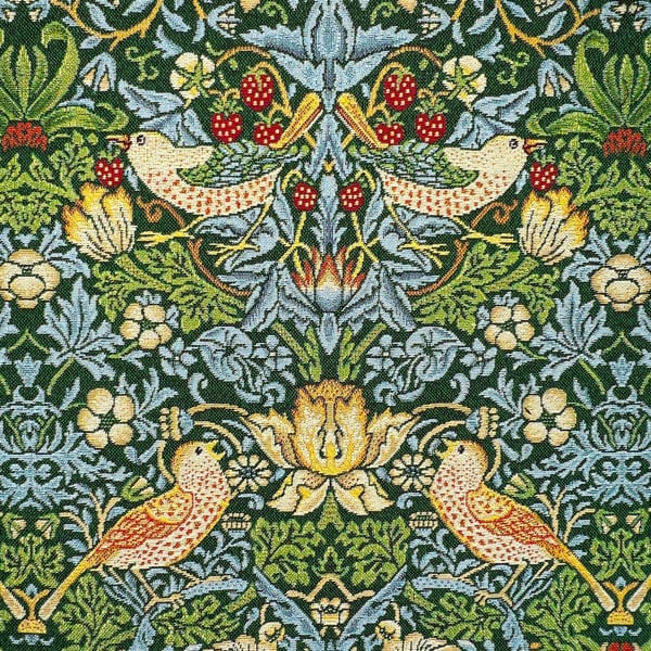 William Morris Tapestry Fabric - Strawberry Thief Green - 1 Metre