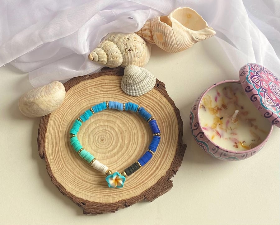 Aloha Blue Clay Bead Bracelet 