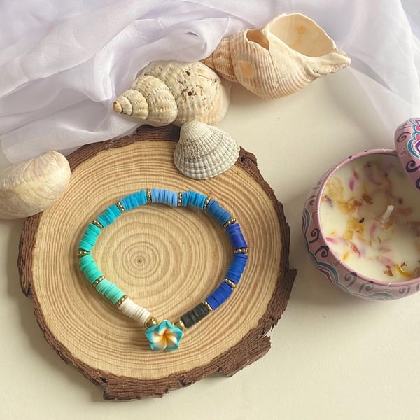 Aloha Blue Clay Bead Bracelet 