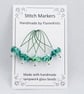 Lampwork Stitch Markers - Emerald Speckles - Image 1