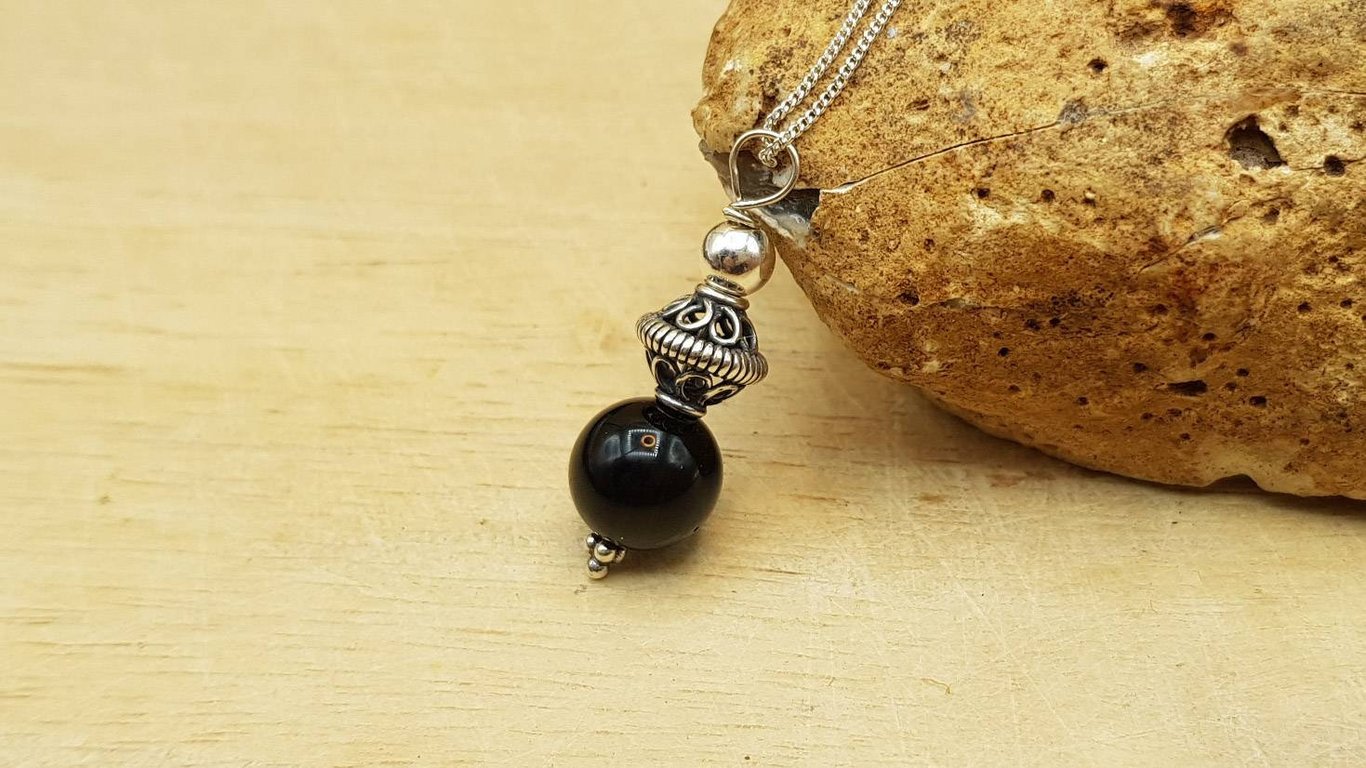 Minimalist Rainbow Obsidian pendant. Reiki charged