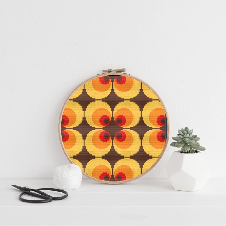 Retro Seventies Vibe Cross Stitch Chart (PDF Pattern)