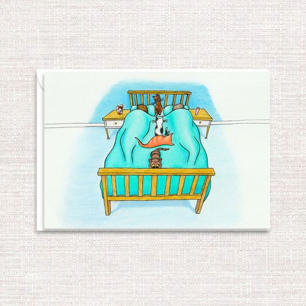 Cats and Kittens Greetings Card - Hand Illustrated Cat Birthday Card