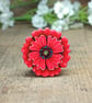 Poppy Brooch, Handmade Remembrance Gift, Memorial Pin, August Birth Flower
