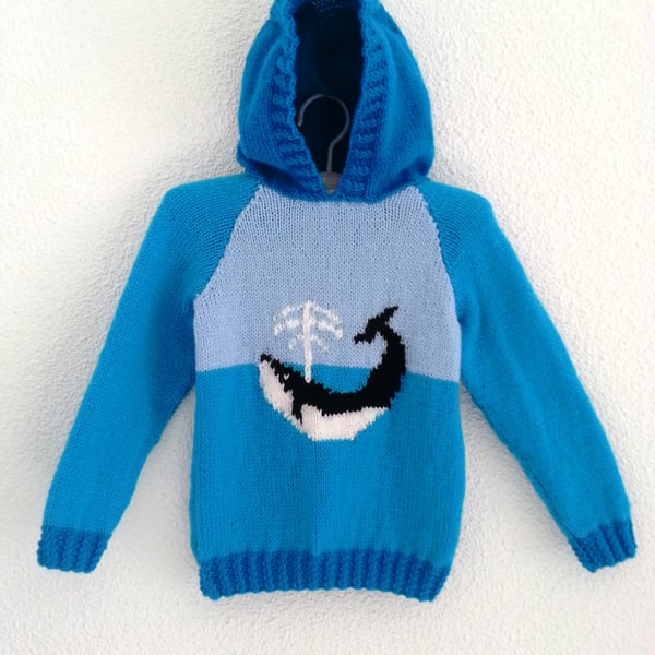 Whale Hoodie Knitting Pattern.  Digital Pattern