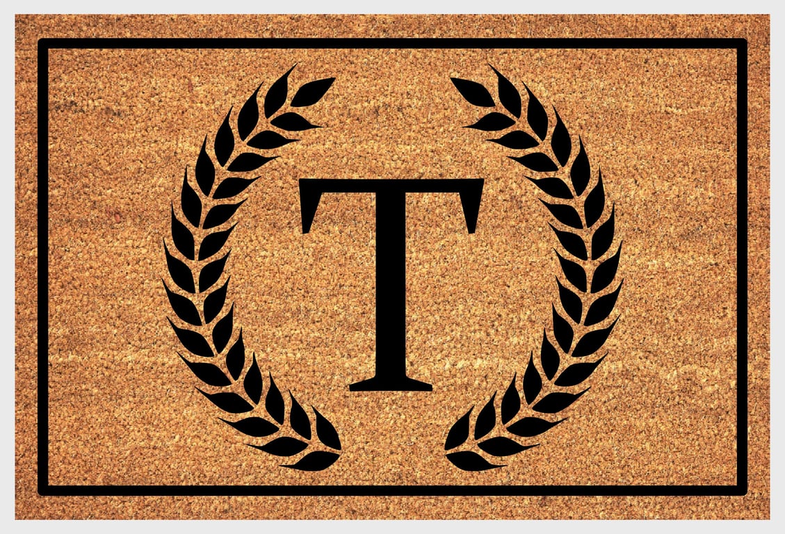 T Letter Door Mat - Monogram Letter T Welcome Mat - 3 Sizes