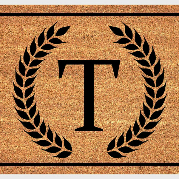 T Letter Door Mat - Monogram Letter T Welcome Mat - 3 Sizes