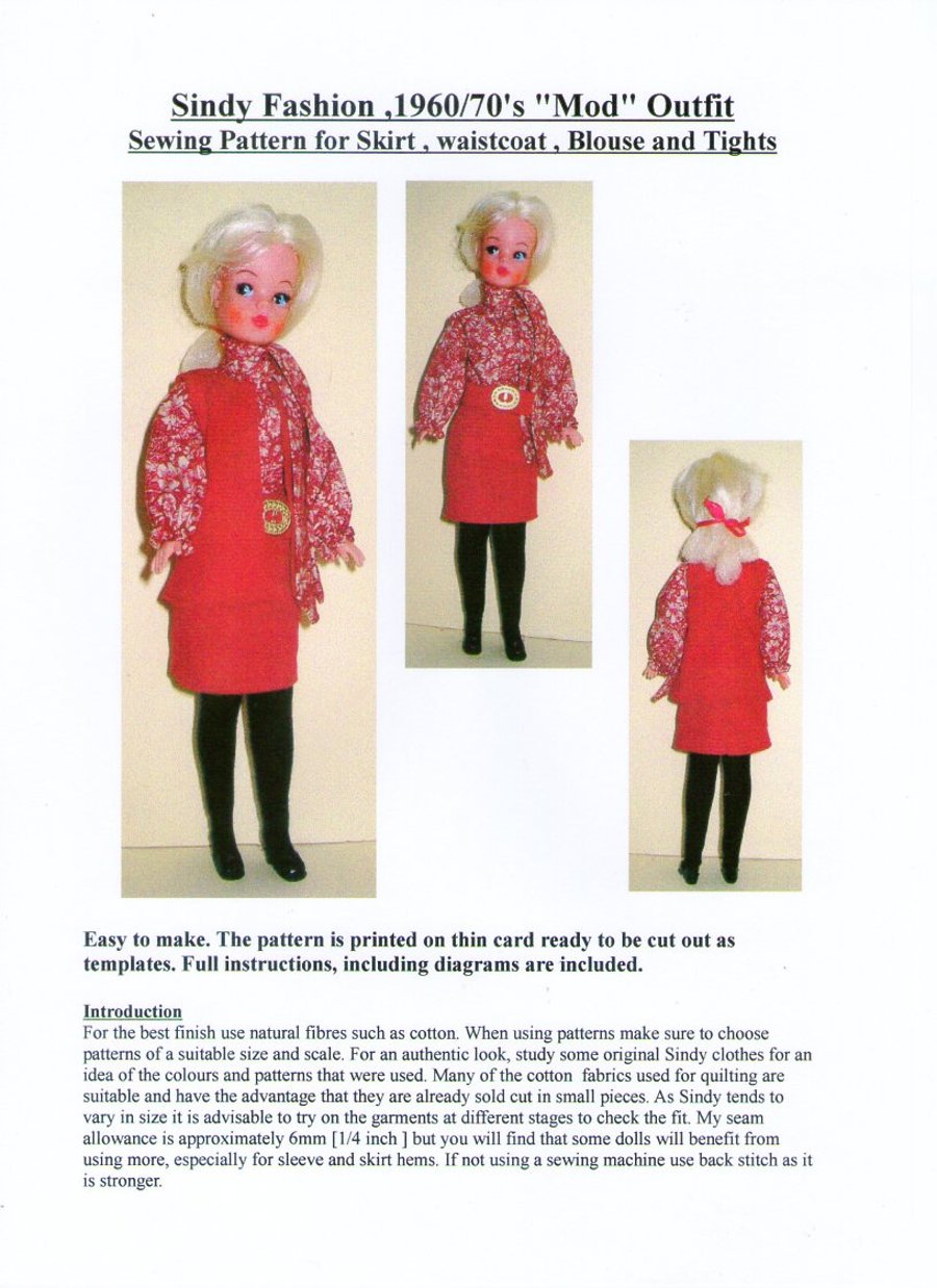 Sindy Sewing pattern for 1960's 'Mod' outfit 