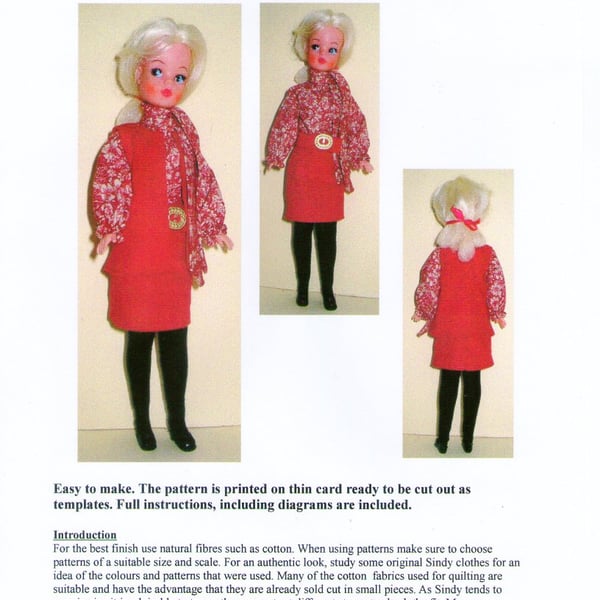 Sindy Sewing pattern for 1960's 'Mod' outfit 