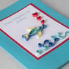 Quilled Valentine card with paper quilling fish, handmade greetings