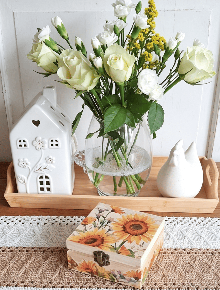Wooden Trinket Box Sunflowers