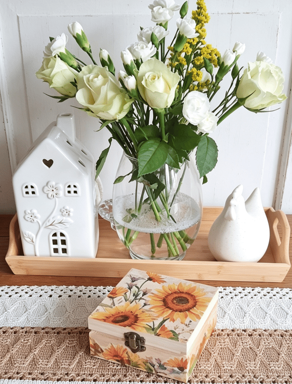 Wooden Trinket Box Sunflowers