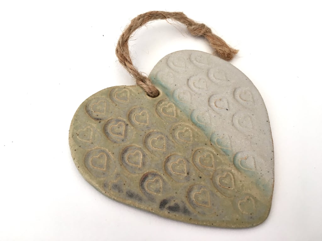 Hand made Loveheart hanger, ceramic lovehearts, gift idea, home decor, pottery