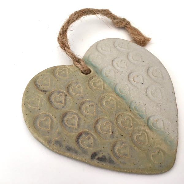 Hand made Loveheart hanger, ceramic lovehearts, gift idea, home decor, pottery