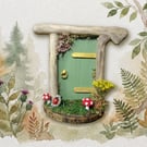 Handcrafted driftwood fairy door.