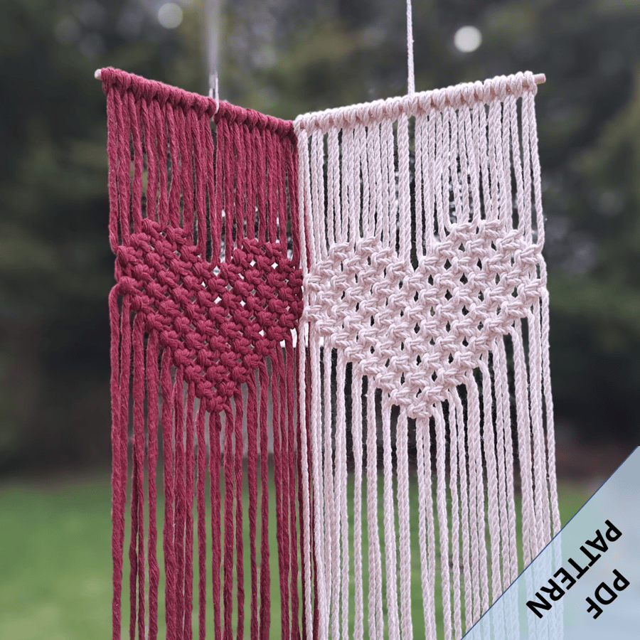 Macrame Wall Hanging Pattern - Heart Design