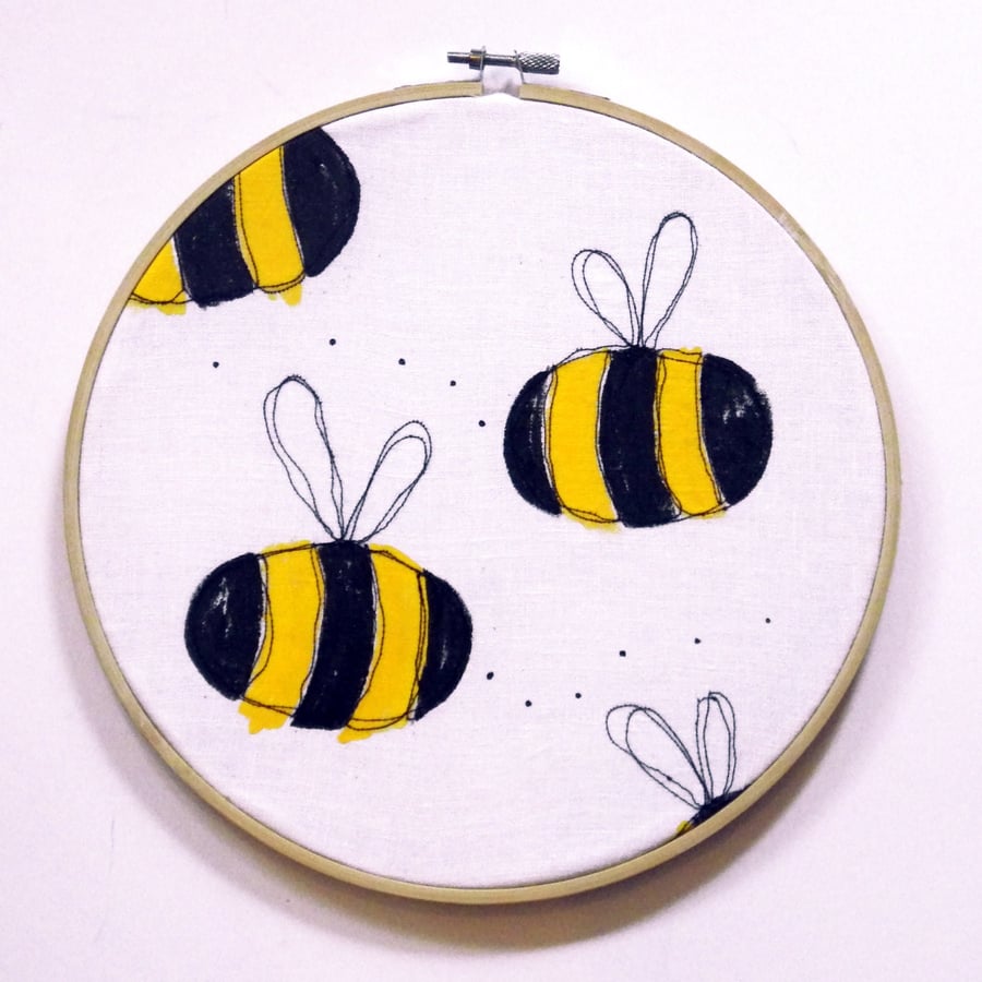 Bumble Bee Embroidery Hoop Art, Bee Nursery Art, Bee Nursery Decor