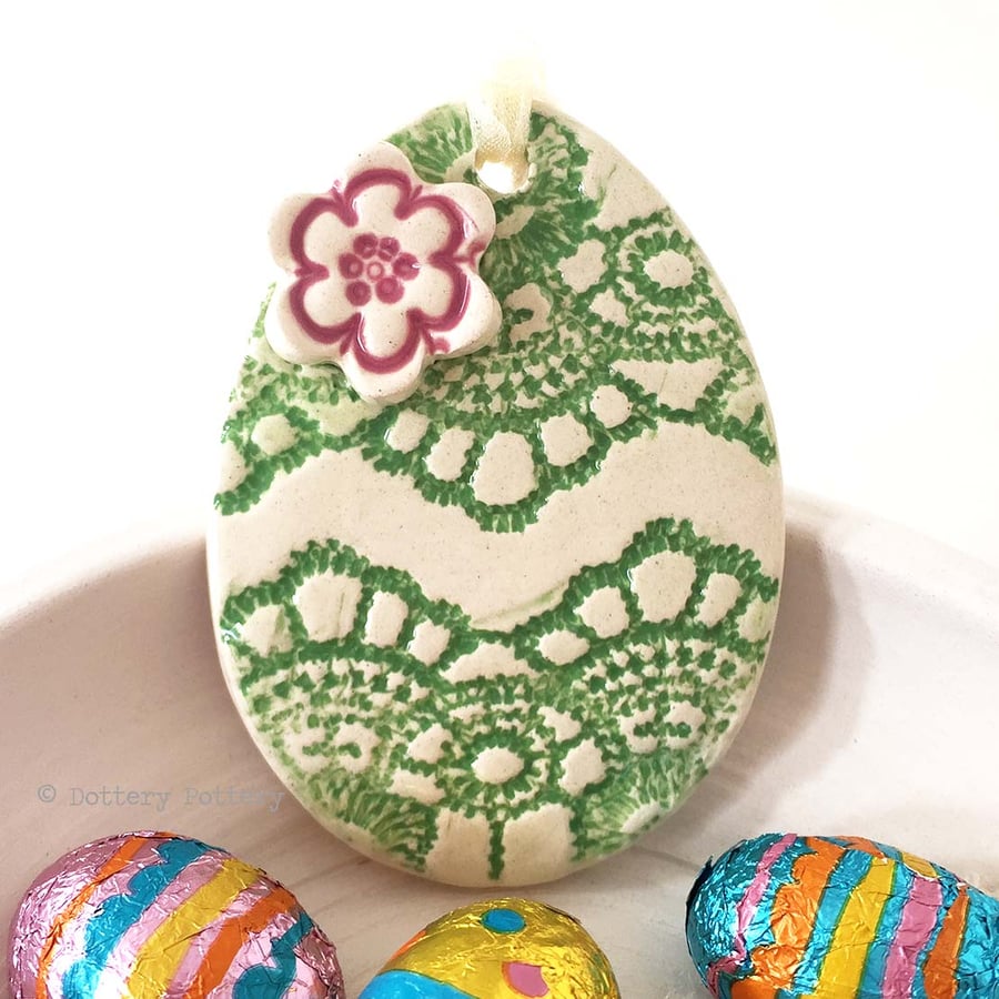 Pottery Easter Egg decoration Ceramic Easter Egg patterned egg bright pattern