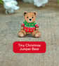 Personalised Christmas Teddy Bear Brooch, Handmade Wooden Christmas Jumper Pin - Image 9