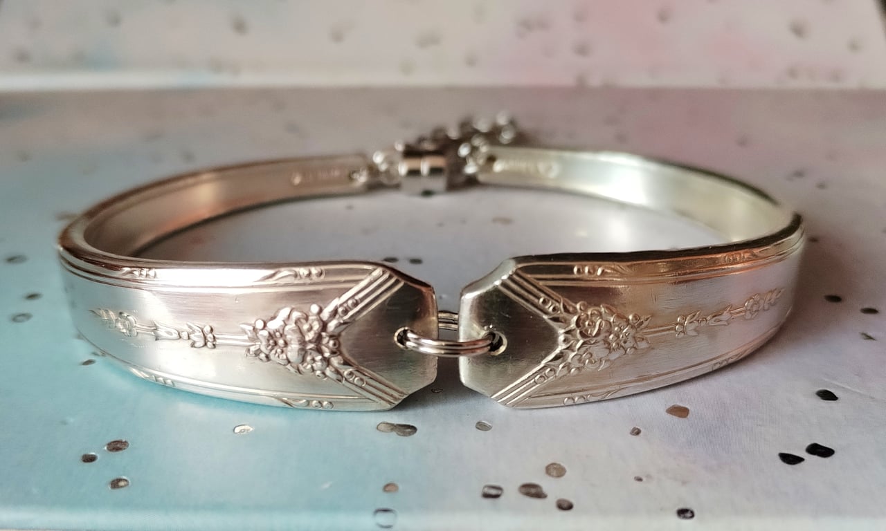 Handmade silver plated spoon handle bracelet. 