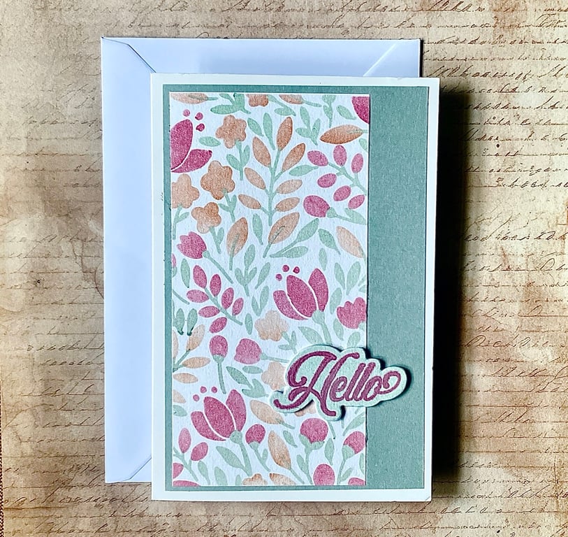 Hand-Stenciled “Hello” Greeting Card