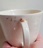 Handmade Ceramic Robin Cup with Birdprints and Musical Notes Made TO ORDER Mug - Image 3