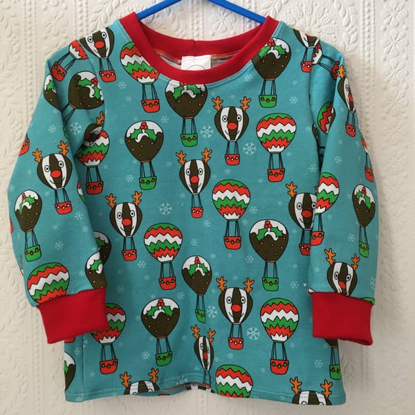 Age 18 months, Long sleeved top - Christmas hot air balloon 
