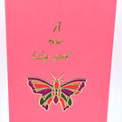 Pink Butterfly New Baby Girl Card