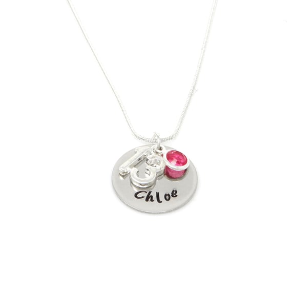 Personalised 13th Birthday Birthstone Necklace - Gift Boxed - Free Delivery