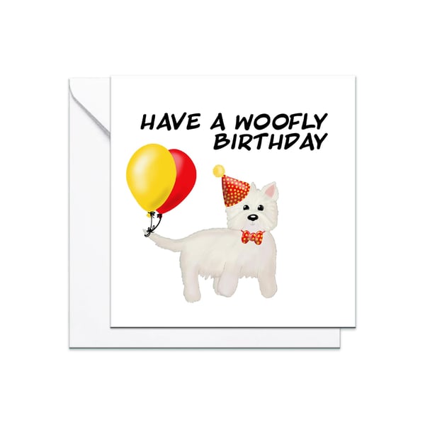 Westie Birthday card, west highland terrier dog
