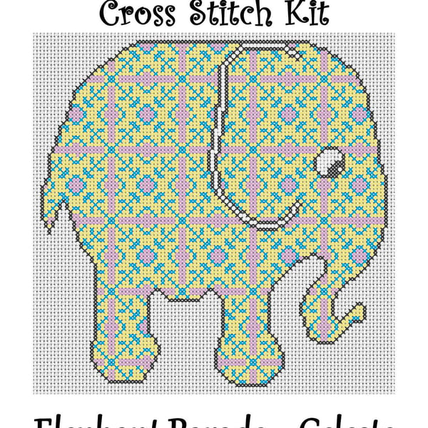 Elephant Parade Cross Stitch Kit Celeste Size Approx 7" x 7"  14 Count Aida