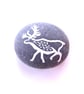 Painted Reindeer Spirit Stone, Forestcore Aesthetic Log Cabin Home Vibe Art