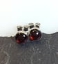  Garnet stud earrings sterling silver , gemstone studs pinky red - Image 6