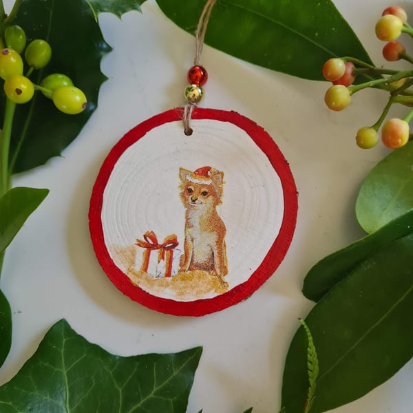 Christmas decoration chihuahua dog wood slice hanging decoration
