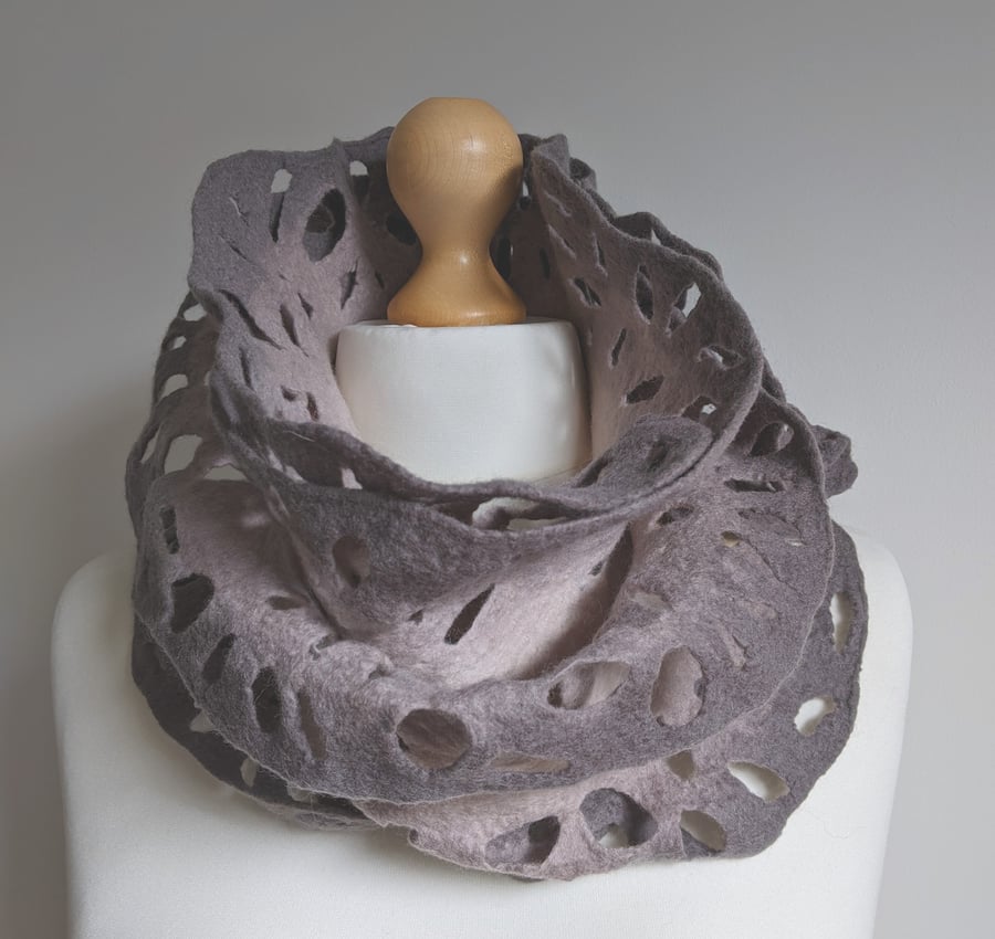 Ruffled felted scarf - neutrals