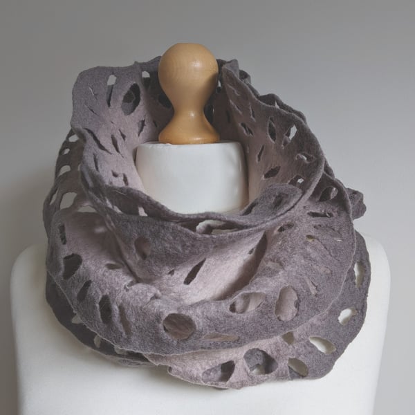 Ruffled felted scarf - neutrals