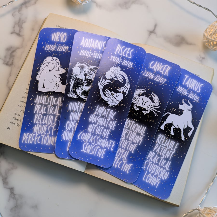 Handmade Zodiac Bookmarks Cardstock Astrology Gift Set of Bookmarks For Her