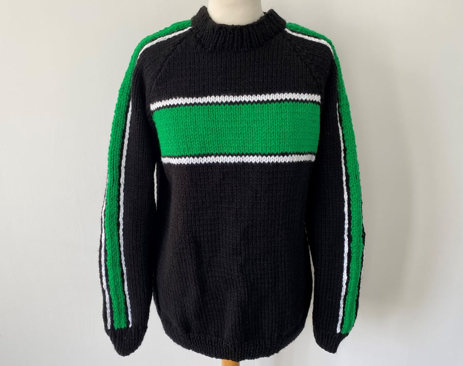 Greenstripe Hand Knitted Jumper by Bexknitwear